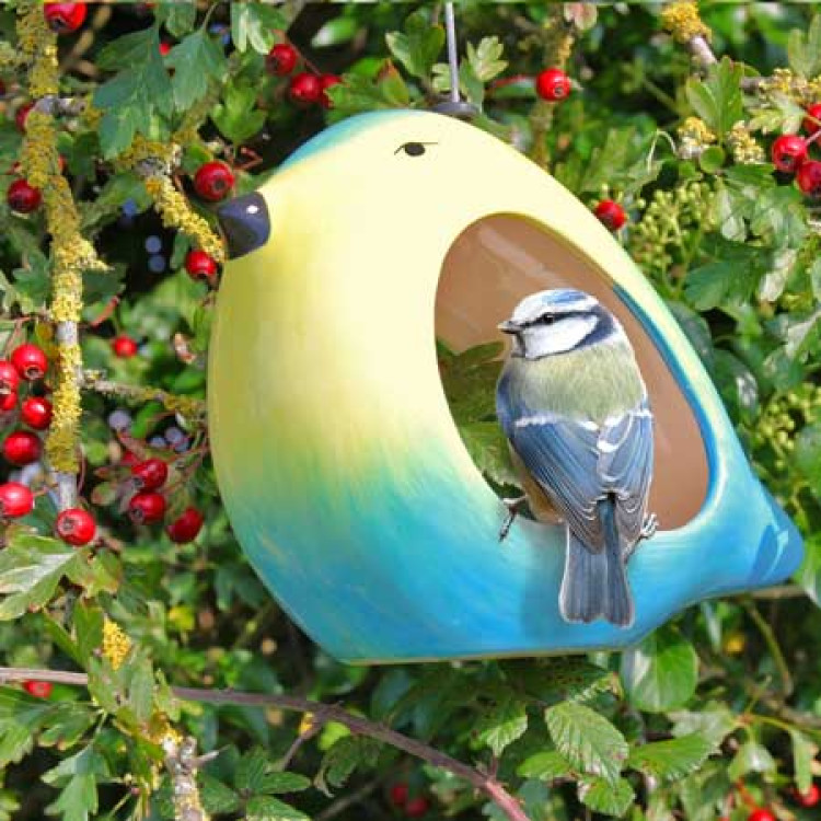 Ceramic Blue Tit feeder